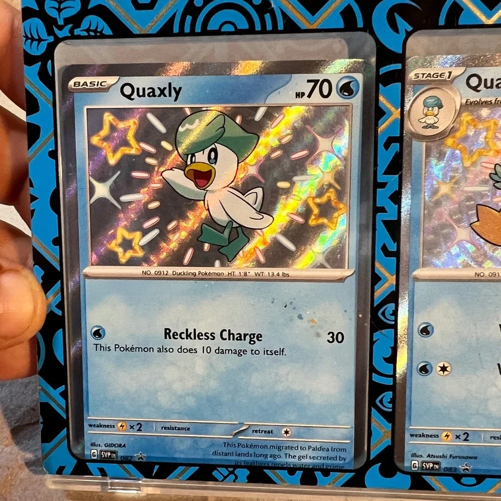 Pokemon Paldean Fates Shiny Quaxly Quaxwell Quaquaval ex Promo Set Blue SVP